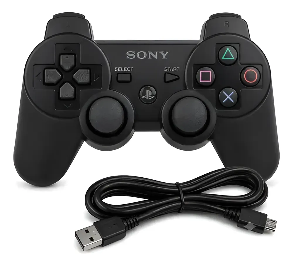 Controle Compatível Ps3 Sem Fio Joystick Bluetooth Cabo Usb — foto 1